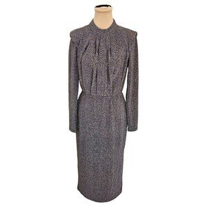 Coster Copenhagen Blue Gold Shiny Long Sleeve Dress Sz 34 XS